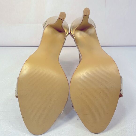 Elegant Gold Rhinestone Embellished Women's Heels Size 37 EUC - Picture 7 of 7